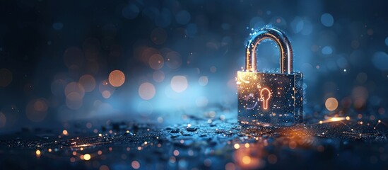 Wall Mural - Close-up of a padlock with bokeh lights in the background, representing cybersecurity, data protection, and online safety.