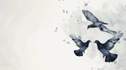 Wall Mural - Wild Pigeons with Space for Text