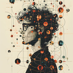 social network face grafic