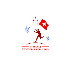 Wall Mural - Vector illustration of Swiss National Day social media feed template