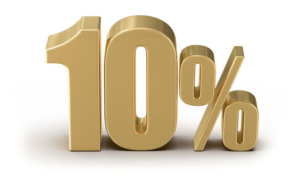 10 Percent Off Sale Gold Number 3D