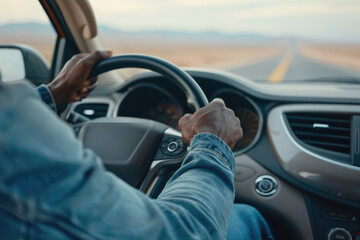 Wall Mural - Men driving cars, rear view