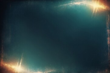Canvas Print - dark vintage teal background with glowing light streaks in corners reminiscent of old film