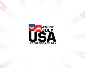 Poster - Lettering Independence Day text design. 4th of July USA independence Day typography design with a flag on a white background.