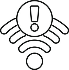 Poster - Simple black and white icon of a wifi symbol showing an exclamation point warning of internet problems