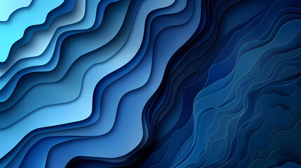 Poster - Abstract blue layered wave pattern with fluid shapes and gradient shades