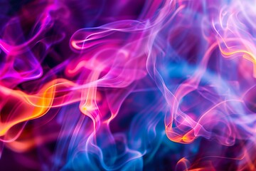 Poster - A close-up photograph featuring vibrant, multicolored neon smoke swirling in an abstract pattern