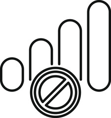 Wall Mural - Line art icon of a growing chart with a forbidden sign, representing a market crisis