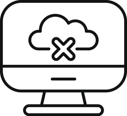 Poster - Computer is showing a cloud computing failure icon, indicating a problem with cloud storage, data loss, network issues, or website unavailability