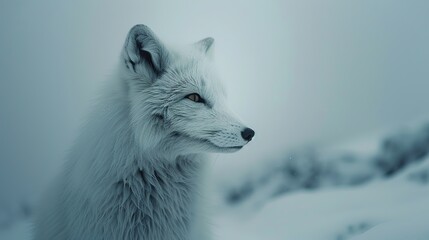 Sticker - Arctic Fox in a Snowy Landscape