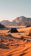 Wall Mural - Summer Camping in the Desert with Aurora and Sunset Clouds, Perfect for Outdoor Activities, Company Retreats, and Retirement, High-Quality Nature Wallpaper, AI-Generated