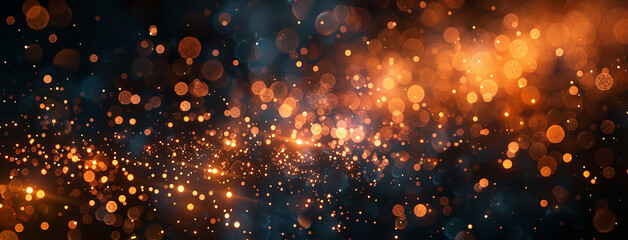 Wall Mural - wide sparking firework texture banner with galaxy effect in dark background 