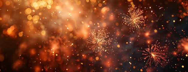 Wall Mural - Festival fireworks background and bright vibrant light in dark background 