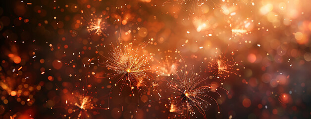 Wall Mural - Festival fireworks background and bright vibrant light in dark background 
