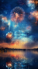 Wall Mural - fireworks in the sea