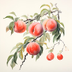 Poster - ripe peaches on a branch