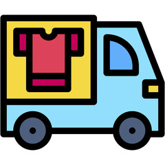 Sticker - Vector Icon Van, Car, Laundry, Clothes, Clothing