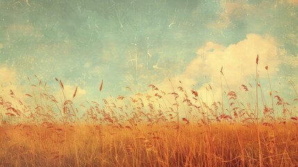 Wall Mural - Vintage retro autumn meadow background