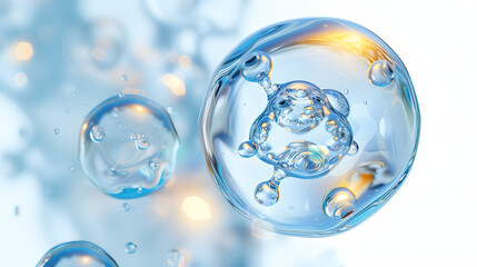 Sticker - Molecule and water bubble, 3d rendering.