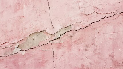 Poster - Pale pink concrete walls The crack s texture along its length