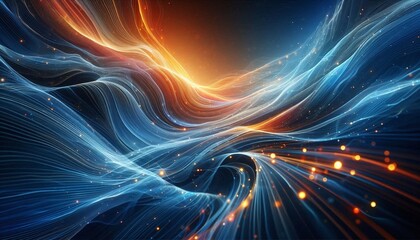 Poster - Abstract Glow with Blue and Orange Waves