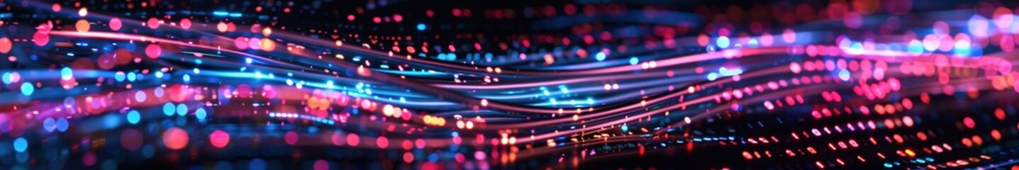 Poster - Abstract glowing lines in blue and red hues