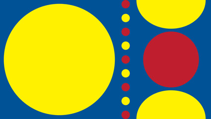 Wall Mural - Primary colors background, blue, red, and yellow with round shape. Vector illustration.