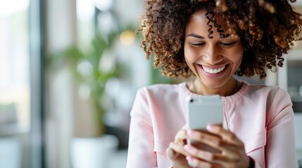 happy employee viewing e-payment on phone, professional workplace, payday excitement, digital deligh