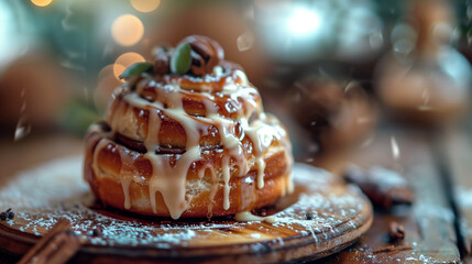 Wall Mural - cinnamon roll with frosting