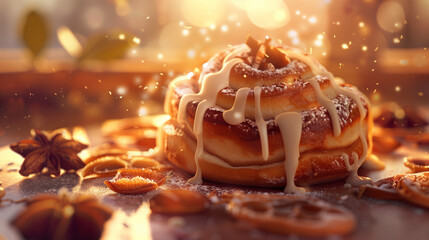 Wall Mural - cinnamon roll with frosting