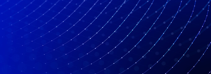 Poster - Polygonal background with dots and lines. Network connection structure. Science and technology. 3d