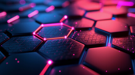 Poster - Glowing hexagon pattern background