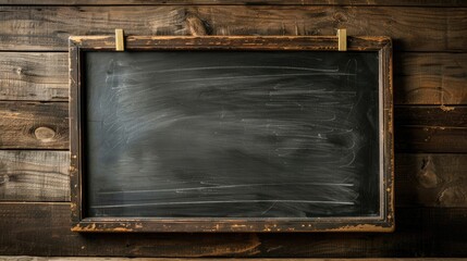 Leinwandbilder - Chalkboard presentation on wood backdrop