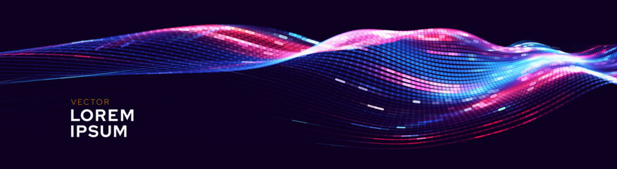 Aufkleber - Cyber Big Data Flow Particles Tech Business or Science Background. Medical Research or Tech Innovation Online Webinar Presentation Event. Conference or Forum Vector Illustration Backdrop.