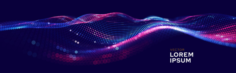 Aufkleber - Cyber Big Data Flow Particles Tech Business or Science Background. Medical Research or Tech Innovation Online Webinar Presentation Event. Conference or Forum Vector Illustration Backdrop.