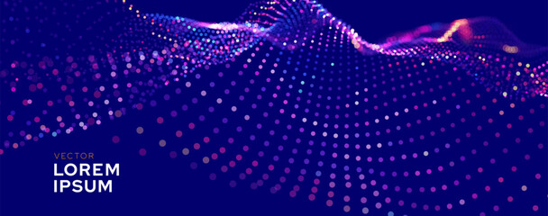 Aufkleber - Cyber Big Data Flow Particles Tech Business or Science Background. Medical Research or Tech Innovation Online Webinar Presentation Event. Conference or Forum Vector Illustration Backdrop.
