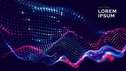 Aufkleber - Cyber Big Data Flow Particles Tech Business or Science Background. Medical Research or Tech Innovation Online Webinar Presentation Event. Conference or Forum Vector Illustration Backdrop.