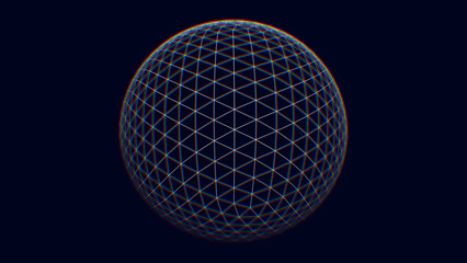 Poster - 3D Sphere of Lines Background. Triangle Grid HUD Element. Sci-Fi Planet Earth Template for Heads Up Display. Geometry Math Vector Illustration.
