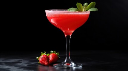 Canvas Print - cocktail with strawberry