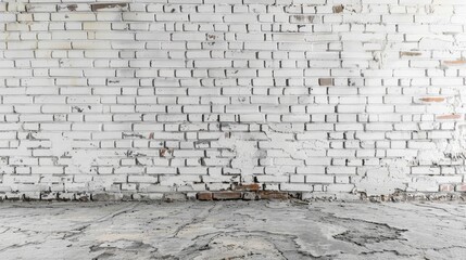 Aufkleber - Background of white concrete wall featuring painted brickwork wallpaper in loft style exterior design concept