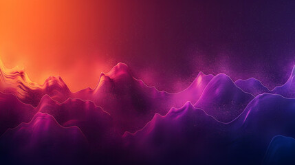 Wall Mural - Abstract dark purple orange black grainy gradient background glowing pink magenta vibrant noise texture, colorful retro banner design