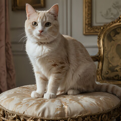 Wall Mural - a cat sitting on a chair in a room