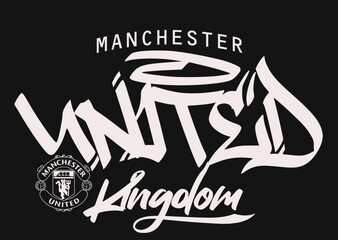 Wall Mural - graffiti manchester united kingdom typography graphic design, MU logo, vintage mancester typography grunge, Manchester is Red Typography, Manchester England grunge.eps8