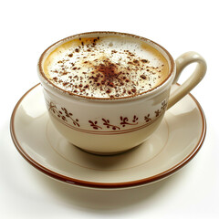 Wall Mural - A cup of cappuccino on, white background