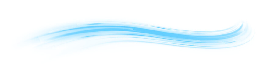 Digital image of light rays, striped lines on a blue light background. Design element for visualizing air or water flow. Light, light garland PNG.	