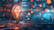 © Penatic Studio - Light bulb with glowing particles inside on dark background, concept idea and innovation technology.