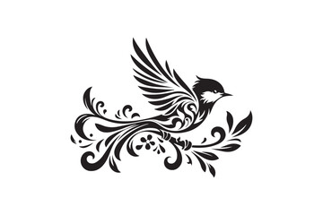 Canvas Print - Bird silhouette vector illustration.