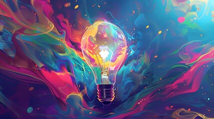 Poster - Colorful brain bulb illustration design. 