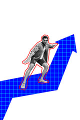 Aufkleber - Trend artwork composite image collage of person young silhouette man business sunglasses cool surf balance success arrow grow trade stoke