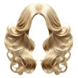 © Neural Pixels - Wig. Long, wavy blonde hair styled in a symmetrical fashion, isolated on a transparent background. PNG
